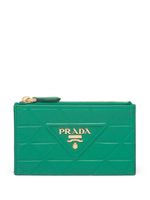 Prada porte-cartes embossé à plaque logo - Vert