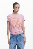 Roze T-shirt met boodschap - RED - L Roze T-shirt met boodschap - RED - L