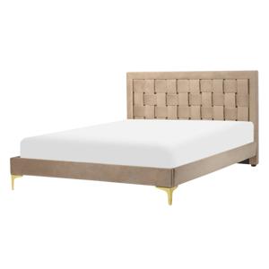 Beliani LIMOUX - Tweepersoonsbed-Beige-Fluweel