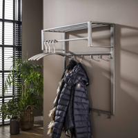 Industriële Kapstok Terry 80cm, met 2 x 6 haken (excl. hangers) - Zilver - thumbnail