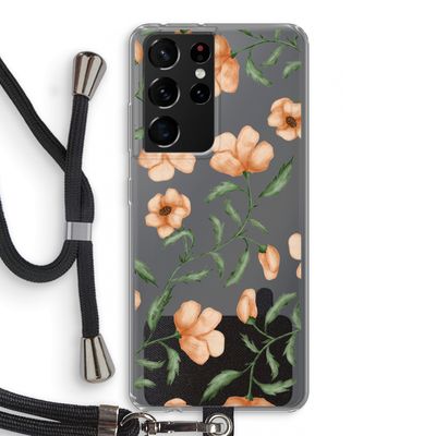 Peachy flowers: Samsung Galaxy S21 Ultra Transparant Hoesje met koord