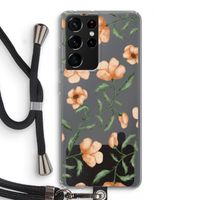 Peachy flowers: Samsung Galaxy S21 Ultra Transparant Hoesje met koord