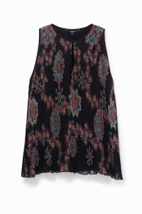 Mouwloze zwarte geplisseerde blouse - BLACK - M