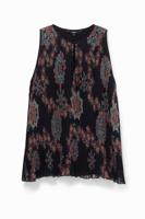 Mouwloze zwarte geplisseerde blouse - BLACK - M Mouwloze zwarte geplisseerde blouse - BLACK - M