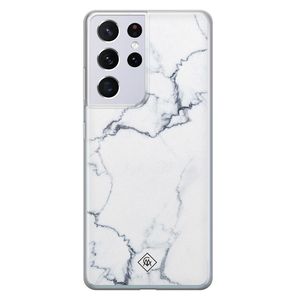 Samsung Galaxy S21 Ultra siliconen hoesje - Marmer grijs