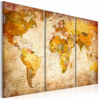 Schilderij - Wereldkaart - Antieke Reis,  3luik , multikleur , wanddecoratie , premium print op canvas - thumbnail