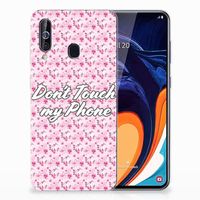 Samsung Galaxy A60 Silicone-hoesje Flowers Pink DTMP - thumbnail