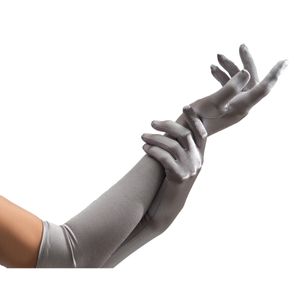 Verkleed handschoenen voor dames - zilver - lang model - polyester - 40 cm