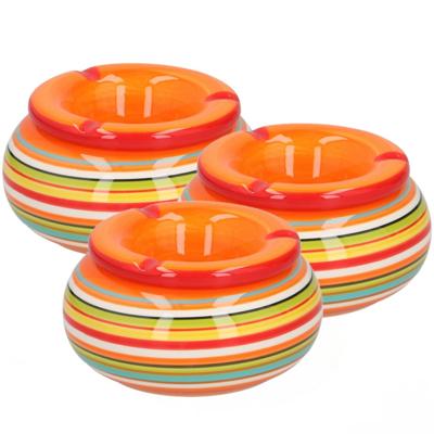 3x stuks asbak in mooie oranje kleuren combinatie11 cm