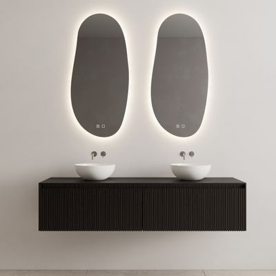 Onderkast Gliss Design Timotheus 160 CM 2 Lades Incl Topplaat Black Veneer