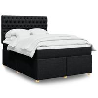 Boxspring met matras stof zwart 140x200 cm