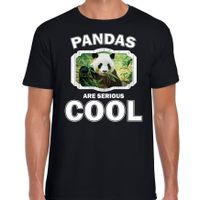 Dieren panda t-shirt zwart heren - pandas are cool shirt - thumbnail