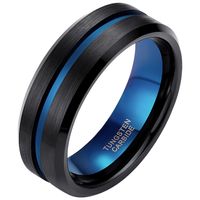 Heren ring Wolfraam Zwart Blauw 8mm-20mm - thumbnail