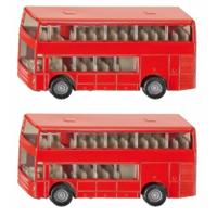 Siku Dubbeldekker bus - Set van 2x stuks - rood - speelgoed - modelauto - 10 x 7 cm