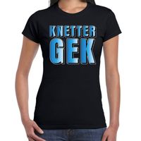Knetter gek t-shirt zwart met blauwe tekst voor dames 2XL  - - thumbnail