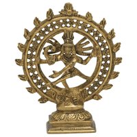 Shiva Nataraja Messing Dubbele Ring Goudkleurig - 15 cm - thumbnail