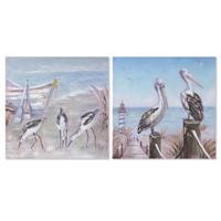 Schilderij Home ESPRIT Vogels Mediterrane 80 x 3 x 80 cm (2 Stuks)
