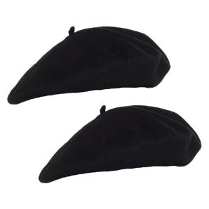 Smiffys carnaval verkleed Franse baret - 2x - zwart - polyester - dames en heren