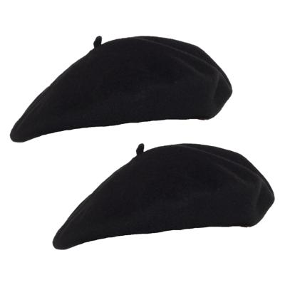 Smiffys carnaval verkleed Franse baret - 2x - zwart - polyester - dames en heren