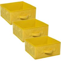 Opbergmand/kastmand - Set van 3x stuks - geel - 14 liter - 31 x 31 x 15 cm - Opbergboxen - Vakkenkas