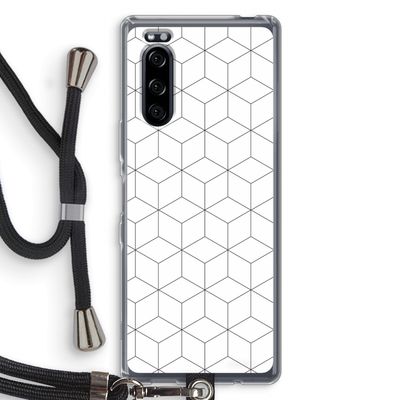 Zwart-witte kubussen: Sony Xperia 5 Transparant Hoesje met koord