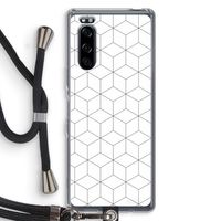 Zwart-witte kubussen: Sony Xperia 5 Transparant Hoesje met koord