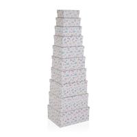 Set van opstapelbare opbergboxen Versa Karton Blommor 10 Onderdelen