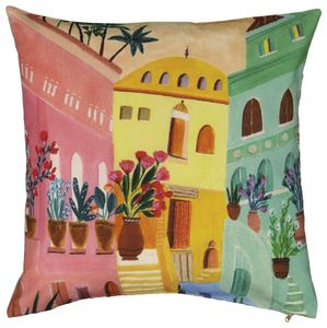 HEMA Kussenhoes - 50x50 - Huizen En Bloemen (multi)