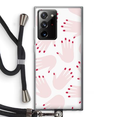 Hands pink: Samsung Galaxy Note 20 Ultra / Note 20 Ultra 5G Transparant Hoesje met koord