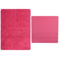 MSV Douche anti-slip mat en droogloop mat - Venice badkamer set - rubber/microvezel - fuchsia roze