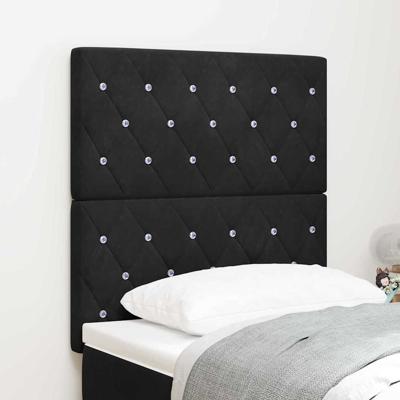 LED Hoofdbord met LED -striplichten Geruit Zwart 80 cm Fluweel