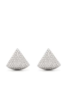 Ef Collection puces d'oreilles en or blanc 14ct pavées de diamants - Argent