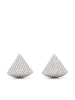 Ef Collection puces d'oreilles en or blanc 14ct pavées de diamants - Argent