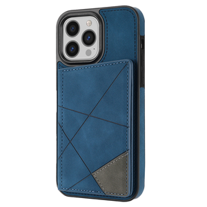 iPhone 15 Pro hoesje - Backcover - Pasjeshouder - Portemonnee - Camerabescherming - Stijlvol patroon - TPU - Blauw