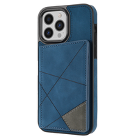 iPhone 15 Pro hoesje - Backcover - Pasjeshouder - Portemonnee - Camerabescherming - Stijlvol patroon - TPU - Blauw - thumbnail