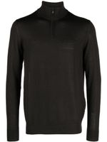 Emporio Armani pull en laine vierge à col montant - Marron