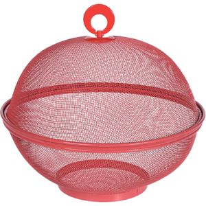 Voedselkap/vliegenkap - 2-laags metaal - 25 cm - rood