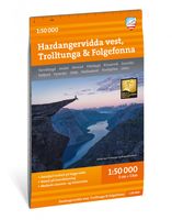 Wandelkaart Turkart Hardangervidda vest - west, Trolltunga, Folgefonn