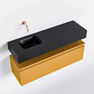 Toiletmeubel Mondiaz Andor | 100 cm | Meubelkleur Ocher | Lex vrijhangend wastafel Urban Links | Zonder kraangat