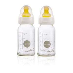 Glazen Babyflesjes Natuurrubber Speen 120 ml Set van 2