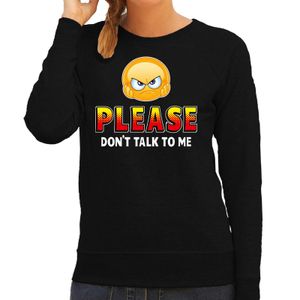 Funny emoticon sweater Please dont talk to me zwart dames