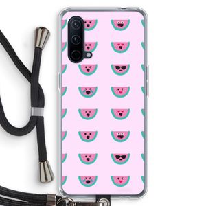 Smiley watermeloenprint: OnePlus Nord CE 5G Transparant Hoesje met koord
