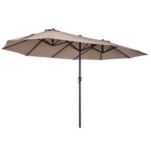 Outsunny parasol met zwengel tuinparasol dubbele marktparasol 460 x 270 cm koffie | Aosom Netherlands