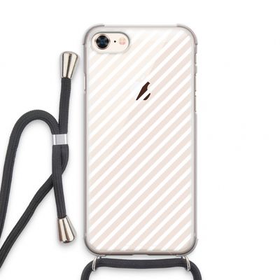 Strepen zwart-wit: iPhone 8 Transparant Hoesje met koord