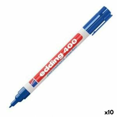 Permanente markeerstift Edding 400-03 Blauw 1 mm (10 Stuks)