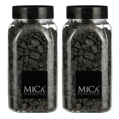 Mica Decorations decoratie steentjes - 2x - antraciet - 1 kilo - 650ml - hobby steentjes