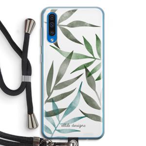 Tropical watercolor leaves: Samsung Galaxy A50 Transparant Hoesje met koord