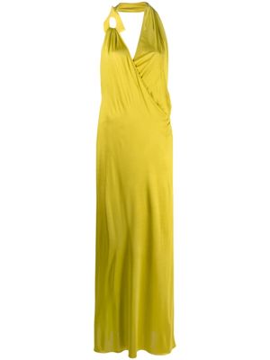 TOM FORD robe longue drapée à dos-nu - Vert