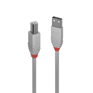 Lindy 36683 2m USB A USB B Mannelijk Mannelijk Grijs USB-kabel