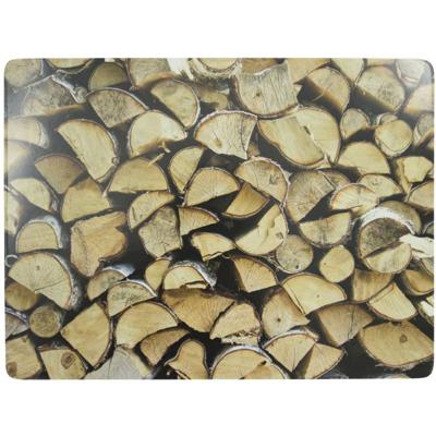Placemat - openhaard hout print - 30 x 40 cm - kurk - rechthoekig - onderlegger